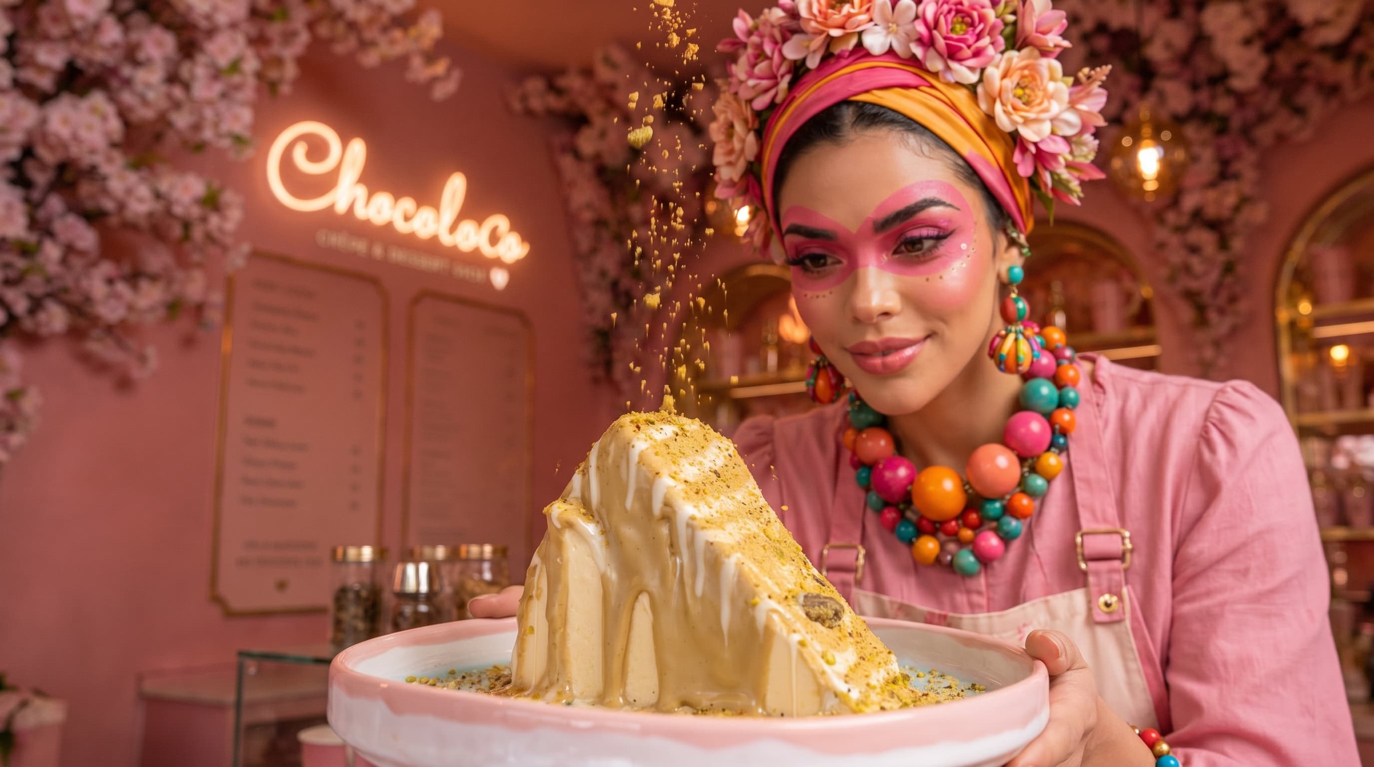 Pistachio dessert mountain